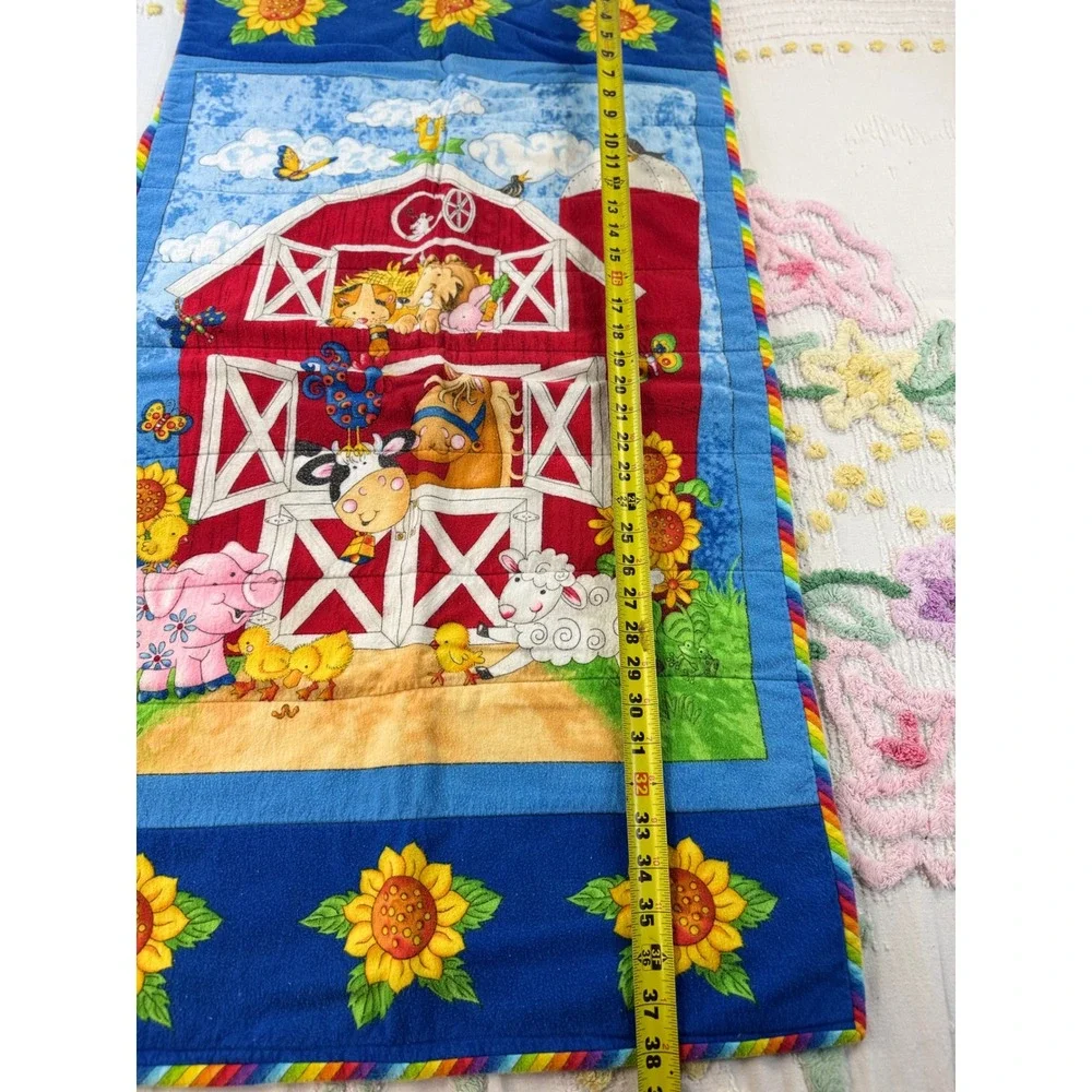 Baby Starters Barnyard vtg Quilt Blanket & Butterfly Bodysuit 3M Pink Blue New